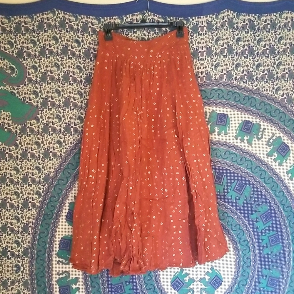 Anthropologie Cotton maxi skirt size small rust